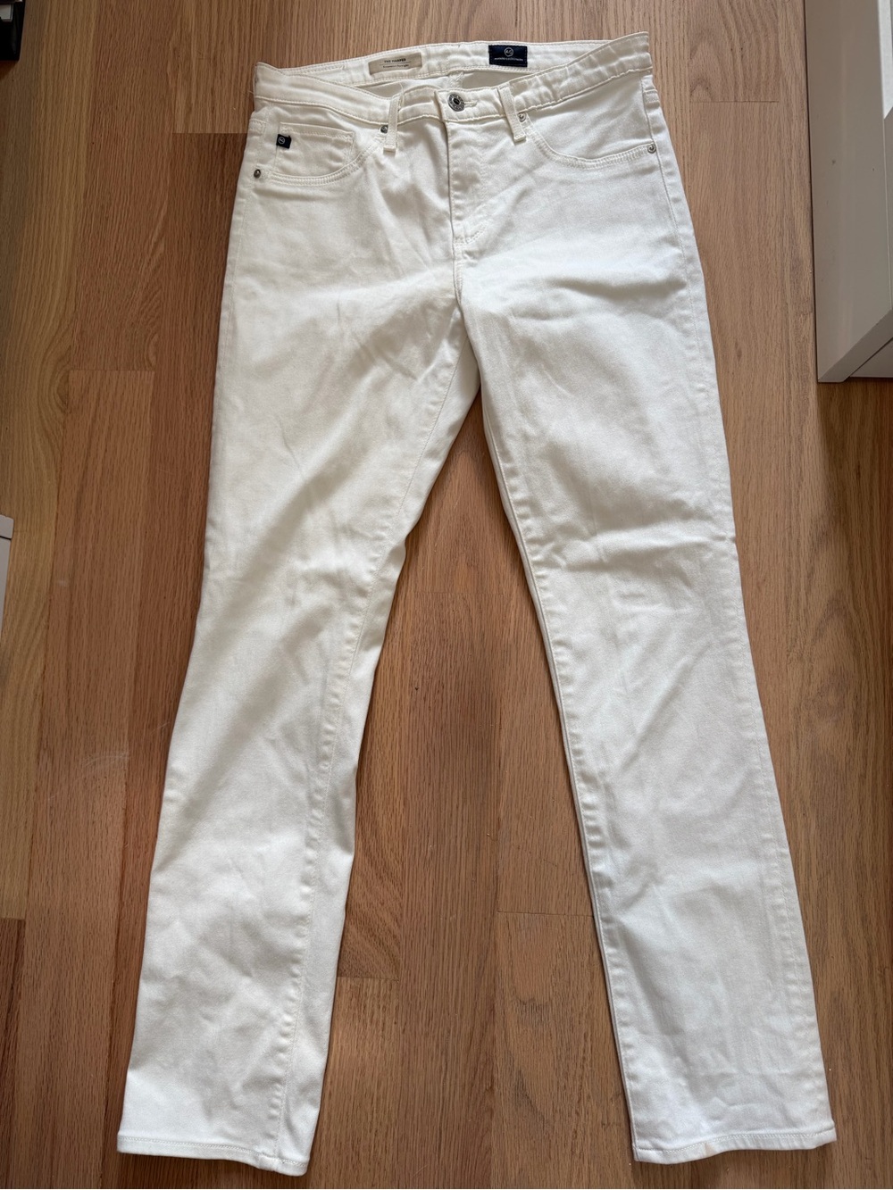 AG Adriano Goldschmied White Straight-Leg Jeans
